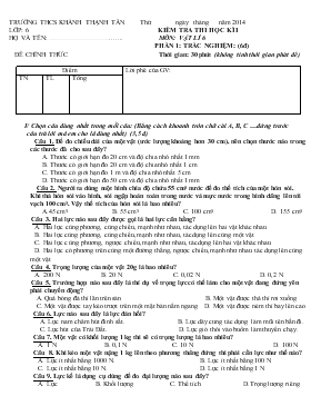 Kiểm tra thi học kì 1 môn Vật lí 6 trường THCS Khánh Thạnh Tân
